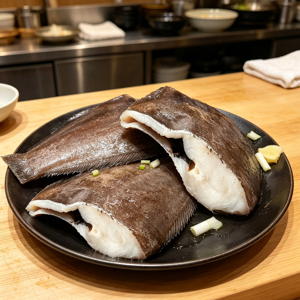 Halibut steaks with dark skin and white flesh (1)