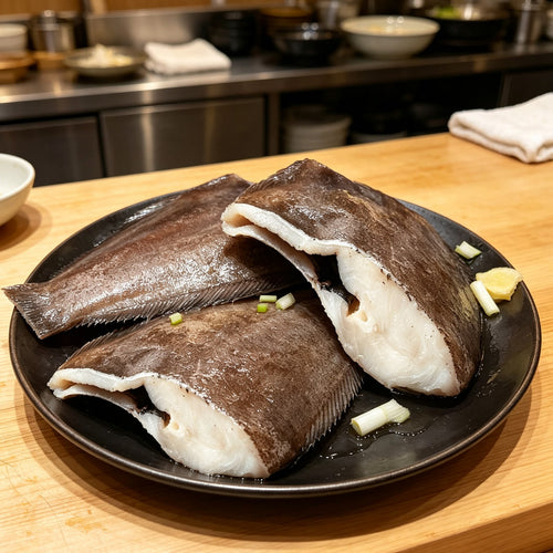 Halibut steaks with dark skin and white flesh (1)