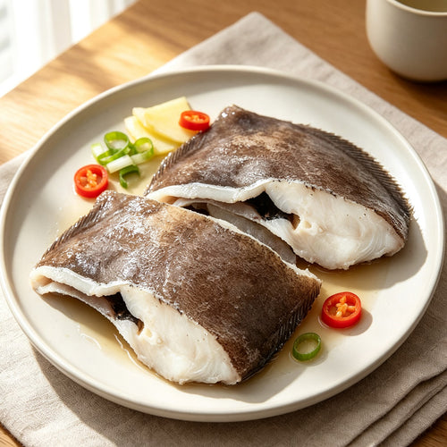Halibut steaks with dark skin and white flesh (2)