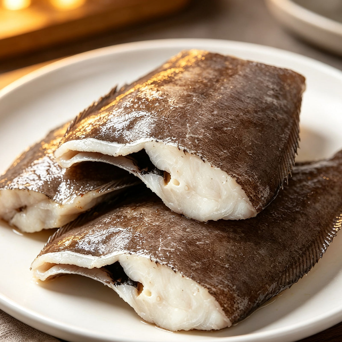 Halibut steaks with dark skin and white flesh (3)