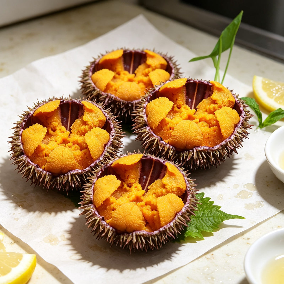 Fresh sea urchin roe in the shell (2)